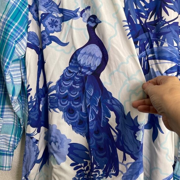 Soft Surroundings Aramie Women’s Plaid Front Peacock Back Shirt Size 1X Top - Picture 11 of 11